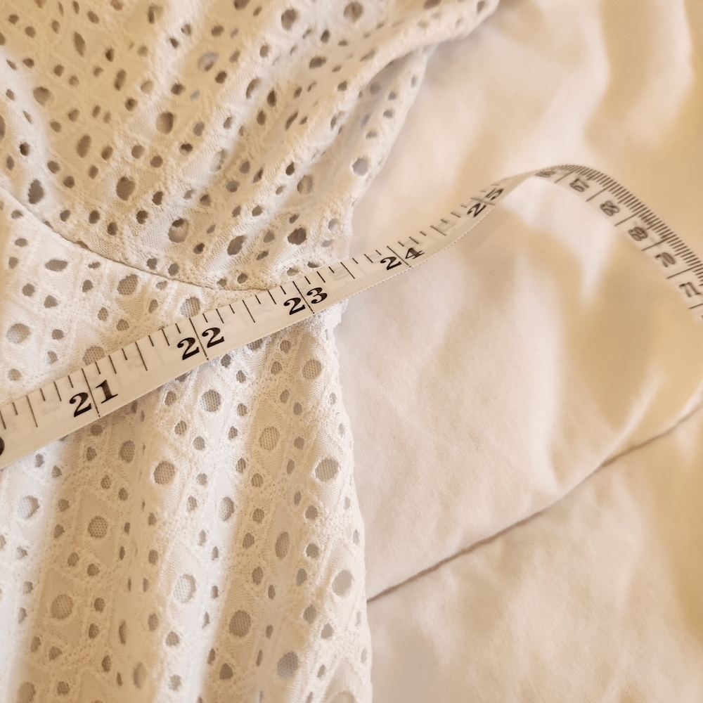Cato White Eyelet Dress Size 22W Cottagecore Boho Puff Sleeve Spring Summer - Picture 4 of 7